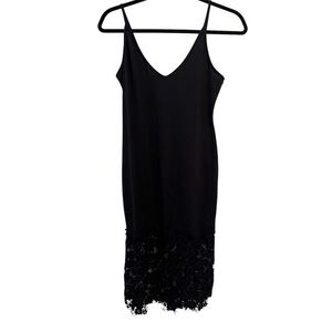 Intimately Free People True Slinky Bodycon Slip Dress Black XS Lace Crochet Boho